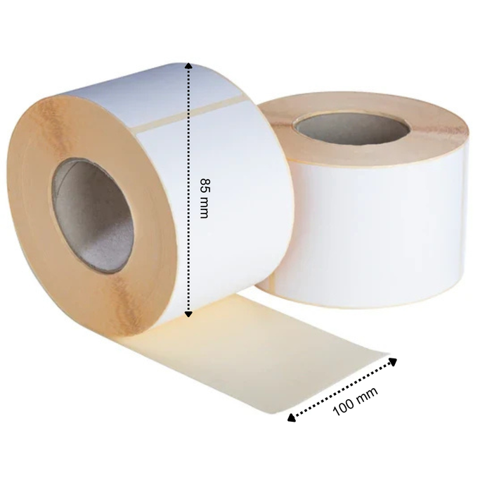 Thermische Etiketten 100x85 mm 1000 Labels per Rol Kern 76 mm Wit ECO Permanent