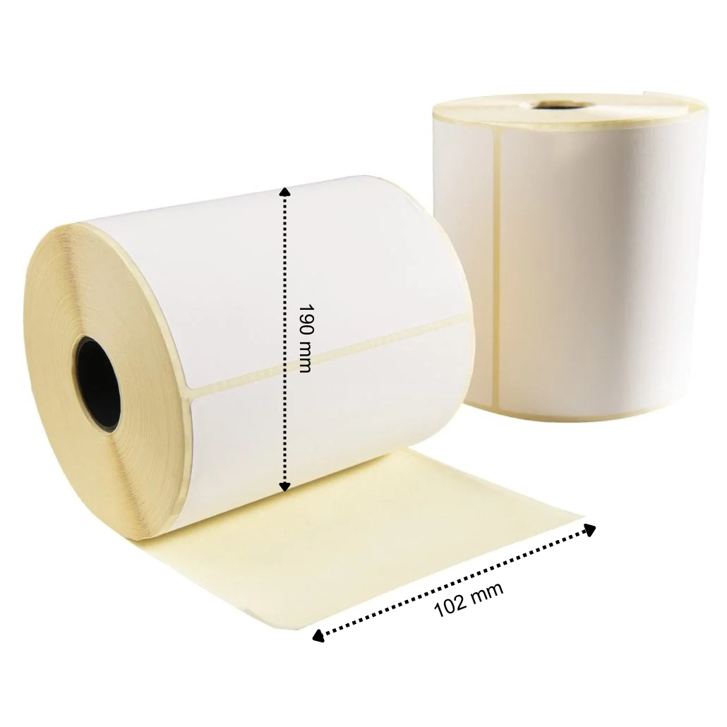 Thermische etiket, 102 mm x 190 mm, 240 etiketten per rol, kern 25 mm, wit, ECO, permanent