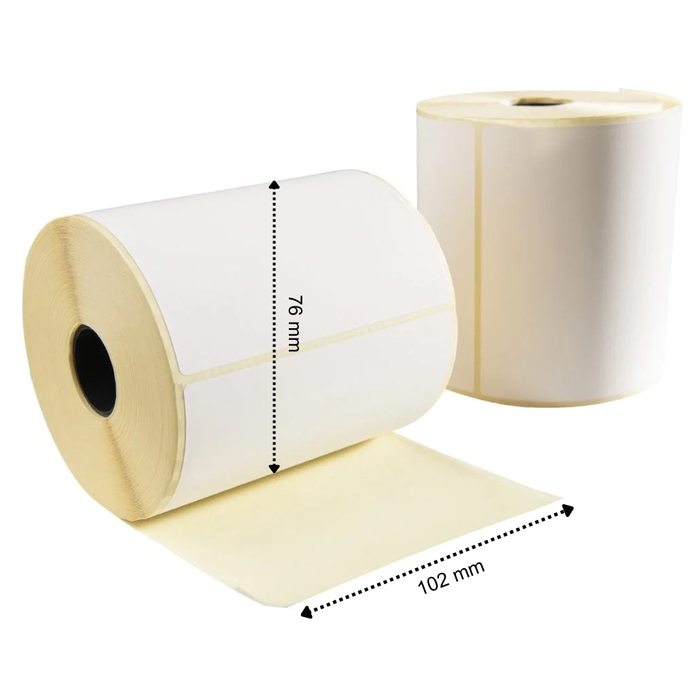Thermische etiket, 102 mm x 76 mm, 930 etiketten per rol, kern 25 mm, wit, ECO, permanent