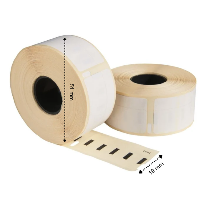 Dymo 11355 / S0722550 compatible labels, 19 mm x 51 mm, 500 etiketten per rol, wit, permanent