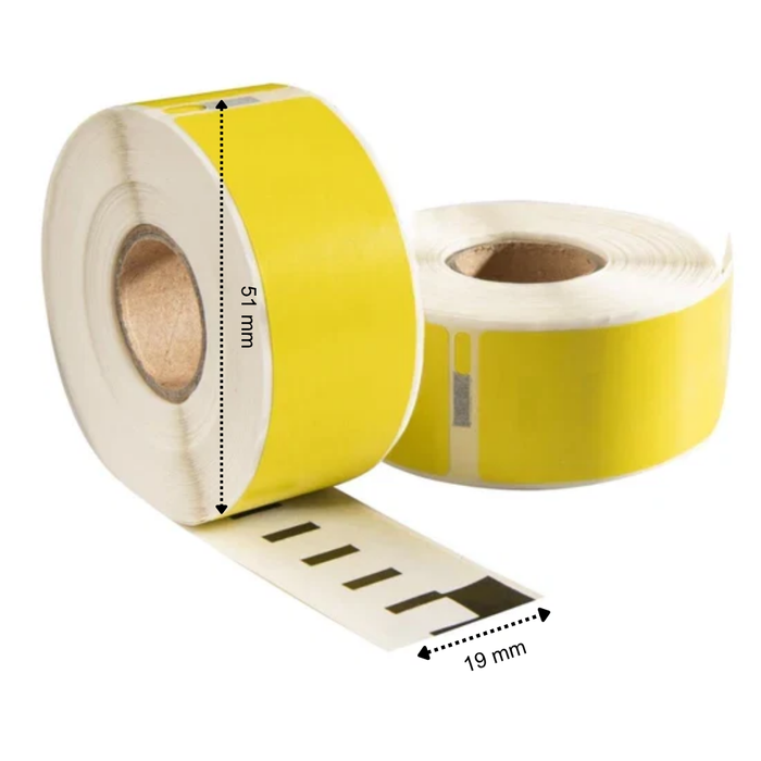 Dymo 11355 / S0722550 Geel compatible labels, 19 mm x 51 mm, 500 etiketten per rol, wit, permanent