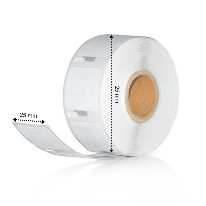 Kunststof Dymo 2112286 / 1933083 compatible labels, 25 mm x 25 mm, 850 etiketten per rol, wit, permanent PP