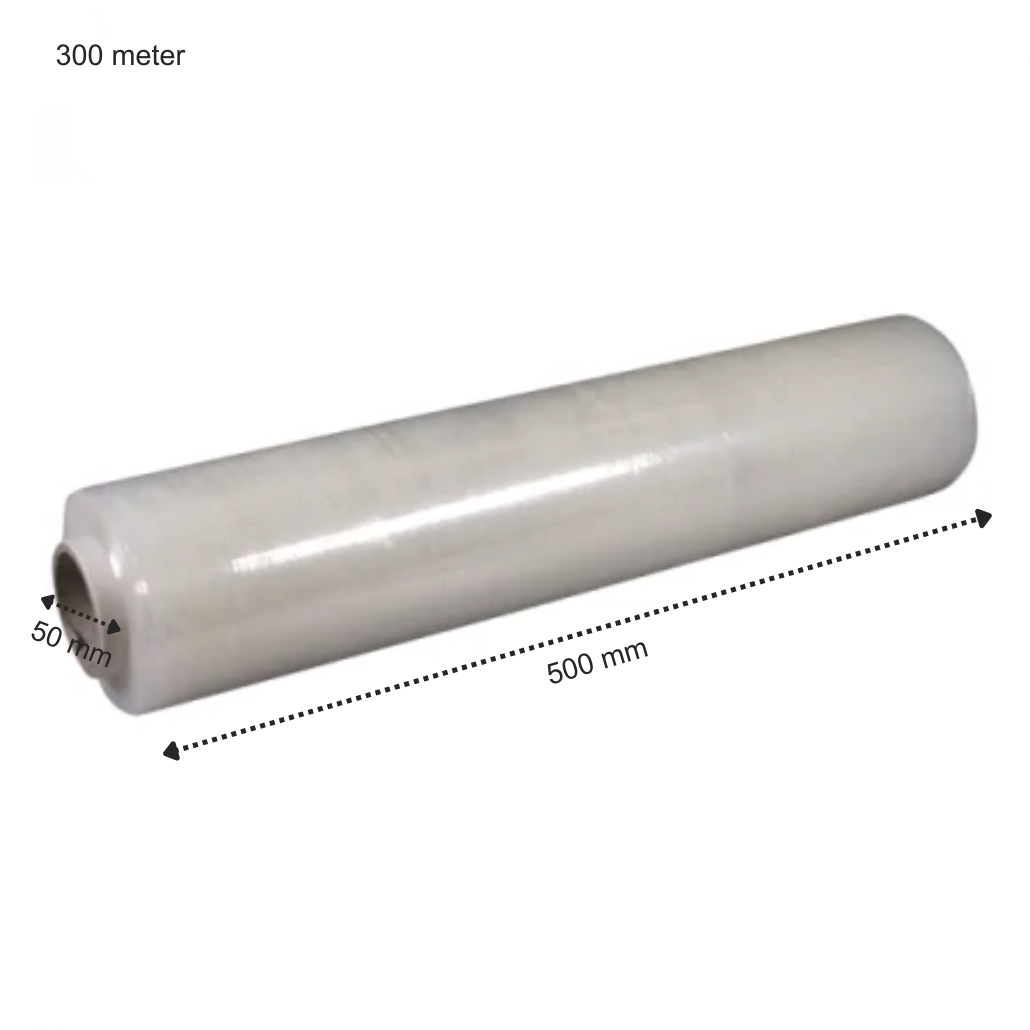 Handwikkelfolie Transparant - 500mm x 300 meter - Kern 50mm