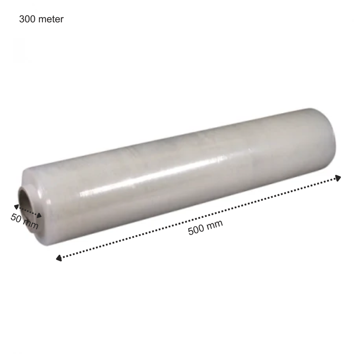 Handwikkelfolie Transparant - 500mm x 300 meter - Kern 50mm