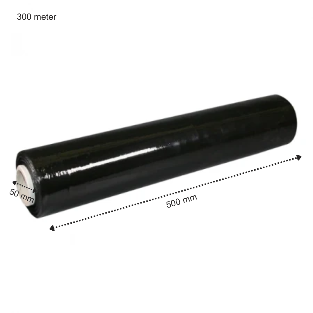 Handwikkelfolie Zwart - 500mm x 300 meter - Kern 50mm