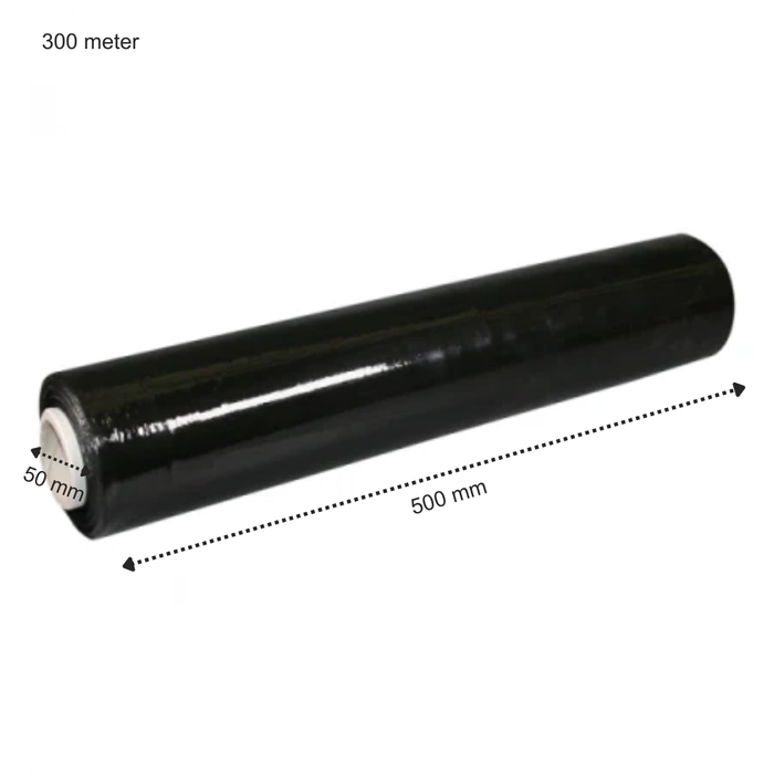 Handwikkelfolie Zwart - 500mm x 300 meter - Kern 50mm