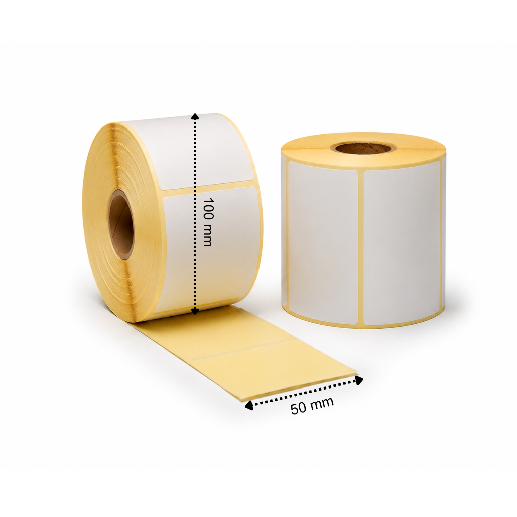 Thermische Etiketten 50x100 mm 500 Labels per Rol Kern 40 mm Wit ECO Permanent