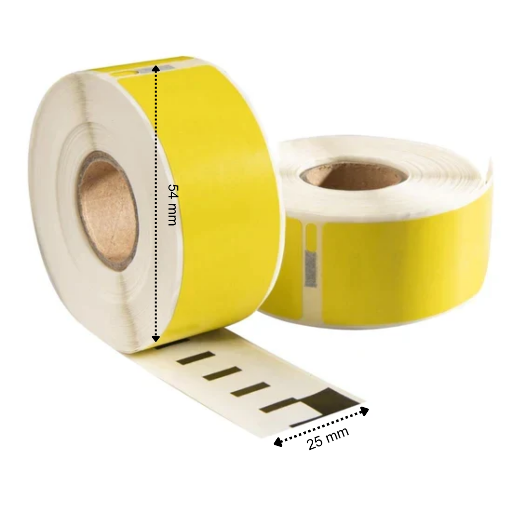 11352 / S0722520 compatible labels, 54 mm x 25 mm, 500 etiketten per rol, geel, permanent