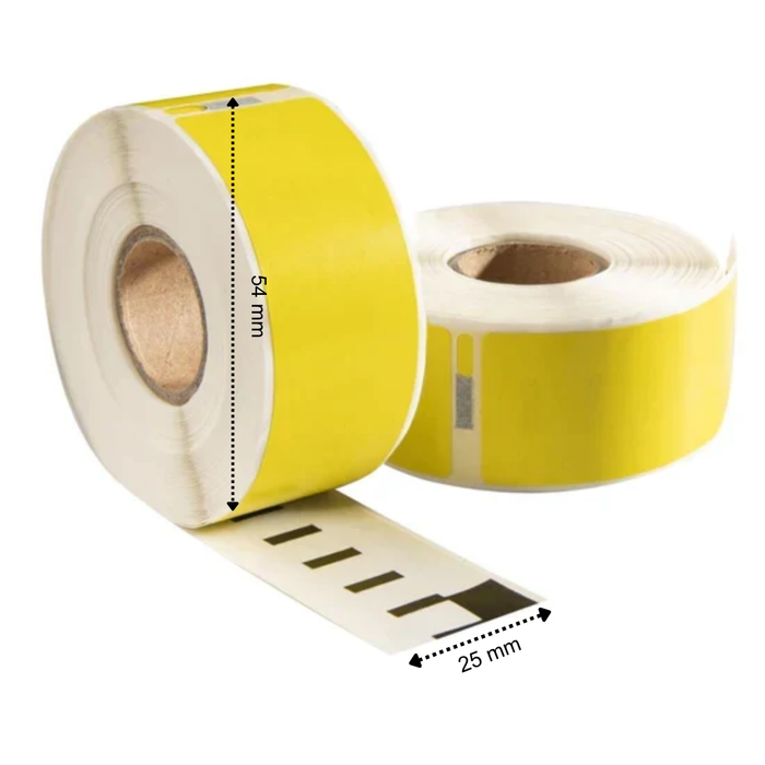 11352 / S0722520 compatible labels, 54 mm x 25 mm, 500 etiketten per rol, geel, permanent