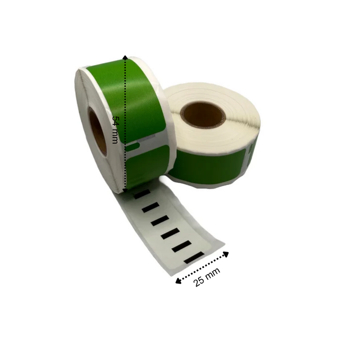 Dymo 11352 Compatibele Etiketten 54x25 mm 500 Labels per Rol Groen Permanent voor Etiketprinters