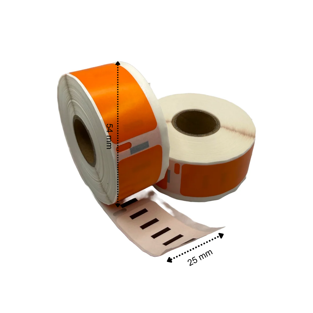 Dymo 11352 Compatibele Etiketten 54x25 mm 500 Labels per Rol Oranje Permanent voor Etiketprinters