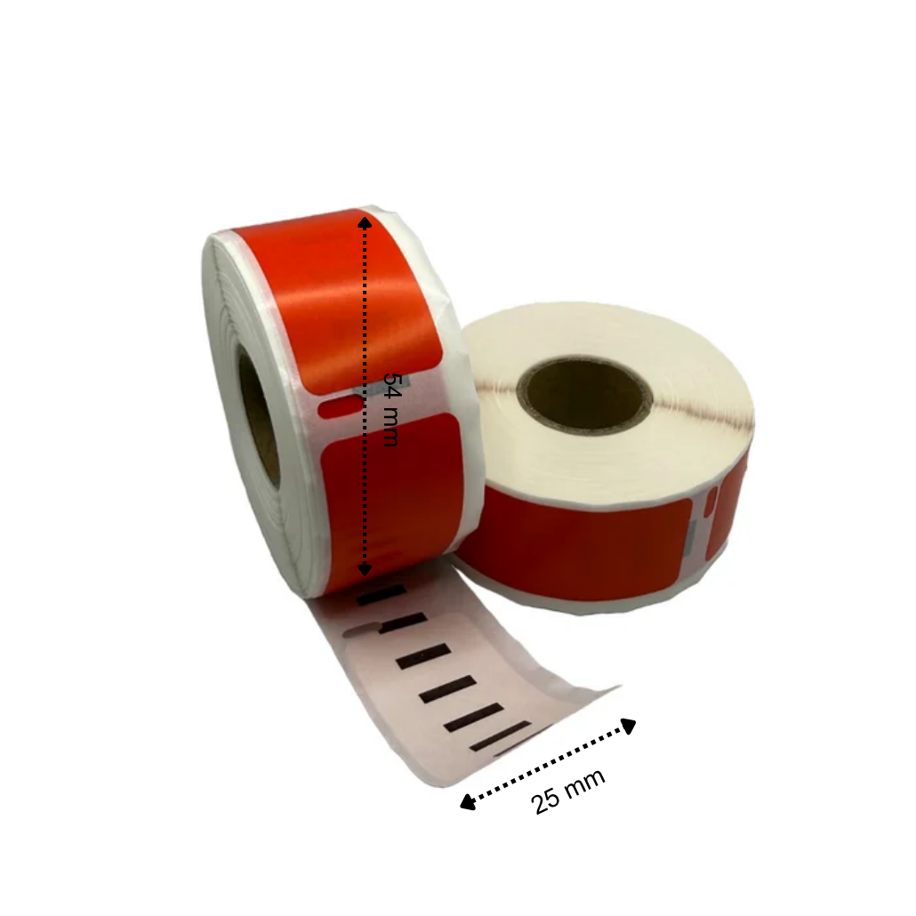Dymo 11352 Compatibele Etiketten 54x25 mm 500 Labels per Rol Rood Permanent voor Etiketprinters