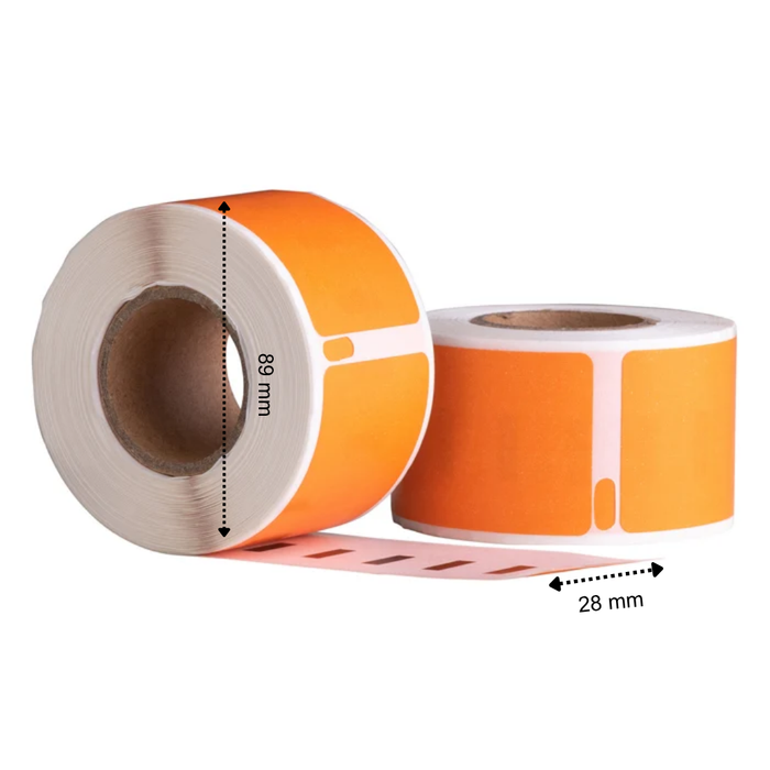 Dymo 99010 Oranje compatible labels, 89 mm x 28 mm, 130 etiketten, permanent