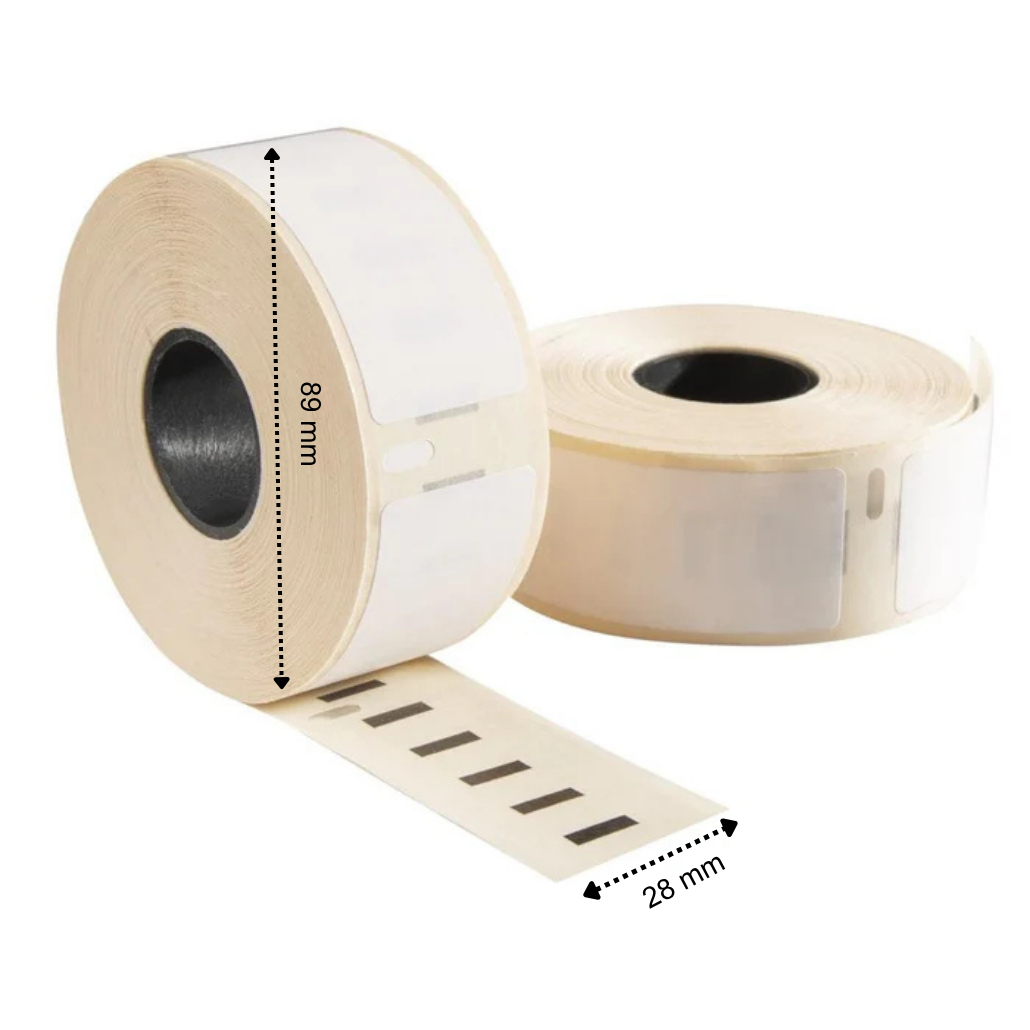 Dymo 99010 / S0722370 compatible labels, 89 mm x 28 mm, 260 etiketten per rol, wit, permanent