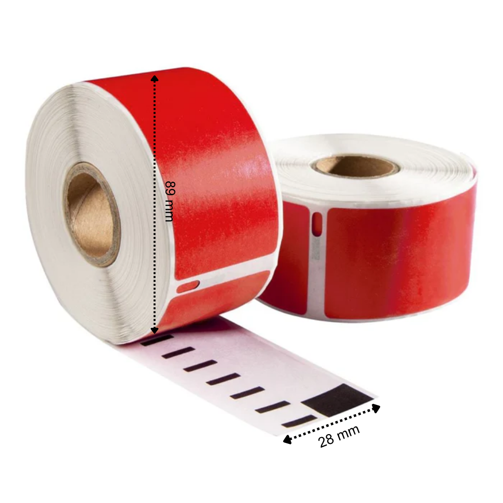 Dymo 99010 Rood compatible labels, 89 mm x 28 mm, 130 etiketten, permanent