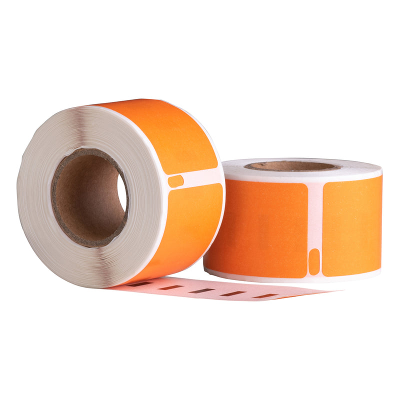 Thermische etiket, 57 mm x 32 mm Oranje, 1500 etiketten per rol, kern 25 mm, ECO, permanent