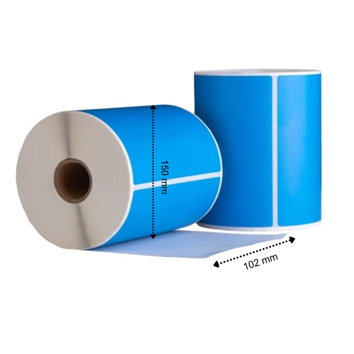 Verzendetiketten Blauw, 102 mm x 150 mm, 280 etiketten per rol, kern 25 mm, Thermisch ECO, permanent