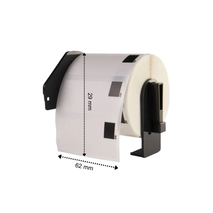 Brother DK-11209 compatible labels, 62 mm x 29 mm, 800 labels per rol, incl brother houder, permanent