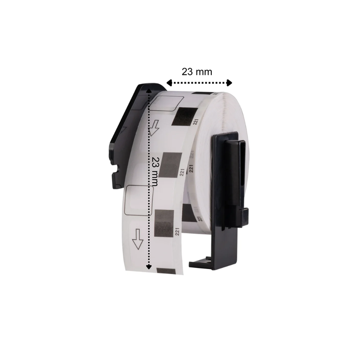 Brother DK-11221 compatible labels, 23 mm x 23 mm, 1.000 etiketten per rol, incl brother houder, permanent