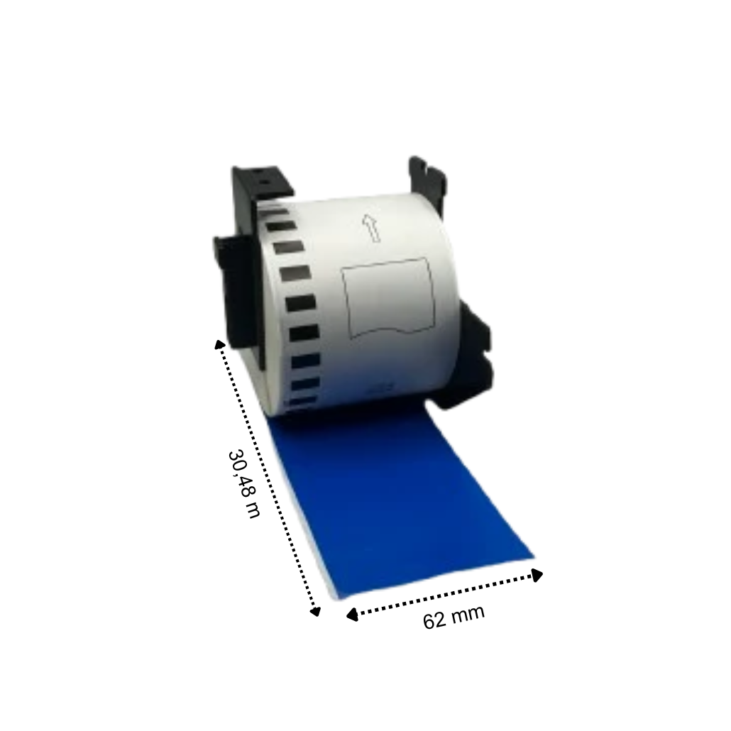 Brother DK-22205 blauw compatible labels, 62 mm x 30.48 m, incl brother houder, permanent