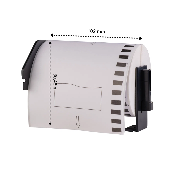 Brother DK-22243 compatible labels, 102 mm x 30,48 m, incl brother houder, permanent