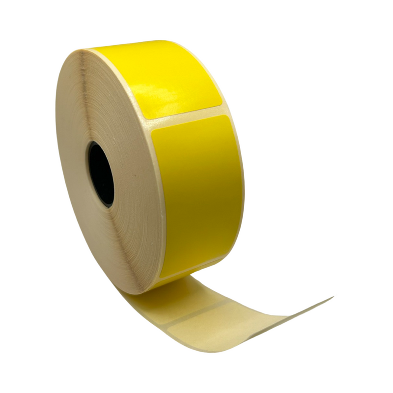 Thermisch etiket geel, 32 mm x 60 mm, 1000 etiketten per rol, kern 25 mm, ECO, permanent