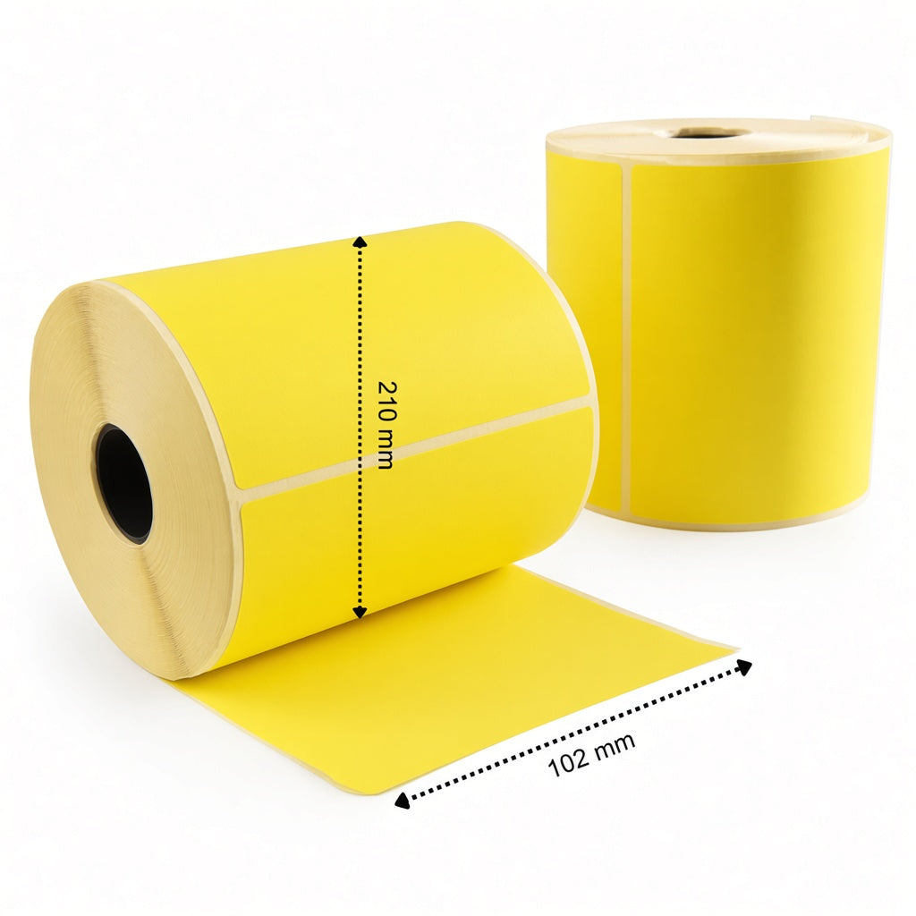 DHL Verzendetiketten 102x210 mm Geel Thermisch ECO Permanent 210 Labels per Rol Kern 25 mm