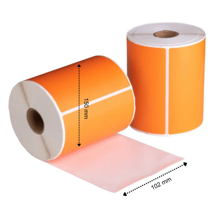 Verzendetiketten Oranje 102x150 mm 280 Labels per Rol Kern 25 mm Thermisch ECO Permanent