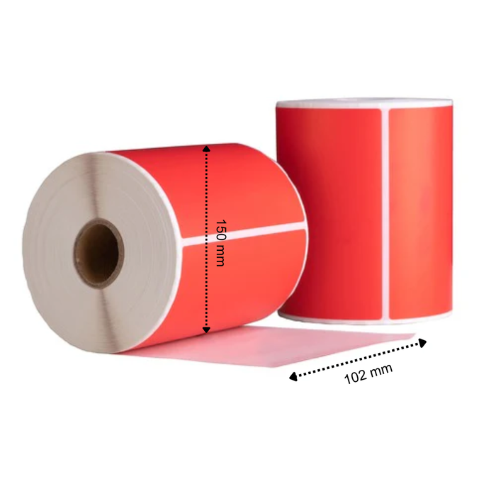 Zebra Verzendetiketten Rood 102x150 mm 280 Labels per Rol Kern 25 mm Thermisch ECO Permanent