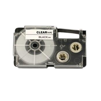 CASIO XR-12X Compatible tape zwart op transparant 12 mm x 8 m