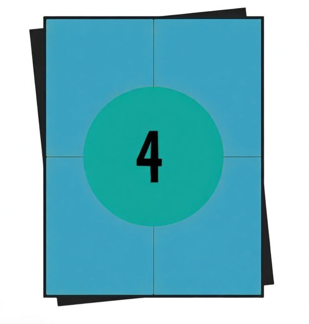 A4 Etiketten Blauw 105x148 mm 4 per Vel Permanent 100 Vellen Stickerlabels