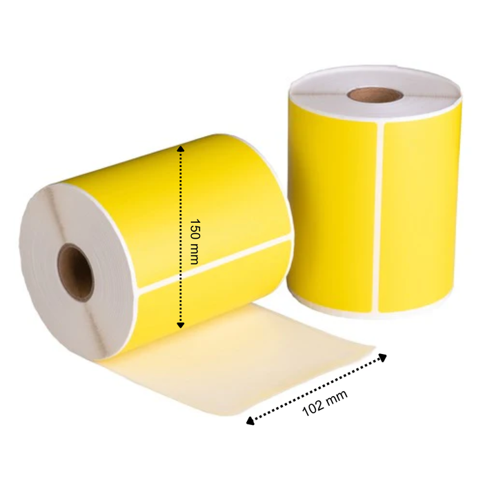 Verzendetiketten Geel 102x150 mm 280 Labels per Rol Kern 25 mm Thermisch ECO Permanent