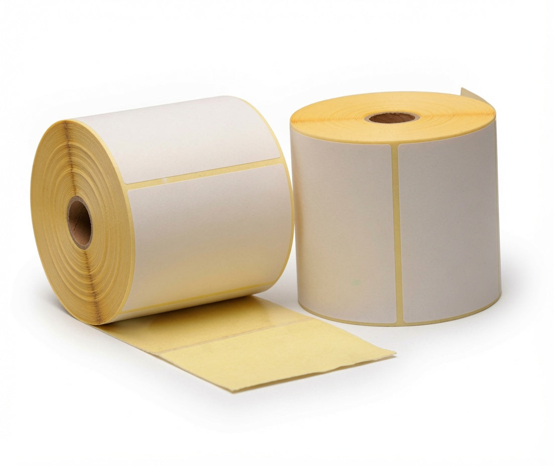 Thermische etiket, 57 mm x 32 mm, 1500 etiketten per rol, kern 25 mm, wit, ECO, permanent