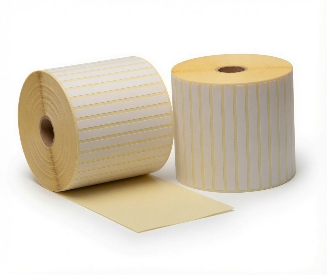 Thermisch etiket, 60 mm x 12 mm, 5000 etiketten per rol, kern 25 mm, wit, Thermo ECO, permanent
