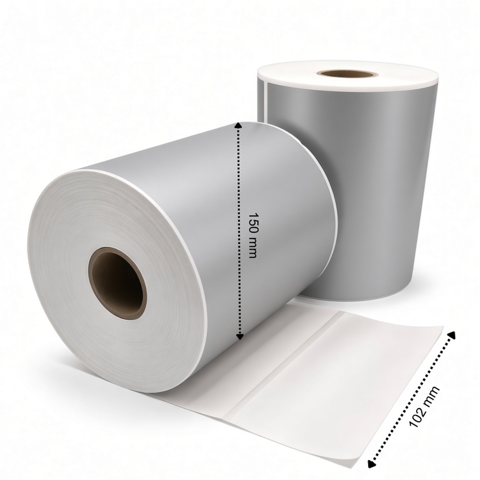 Verzendetiketten Zilver, 102 mm x 150 mm, 280 etiketten per rol, kern 25 mm, Thermisch ECO, permanent
