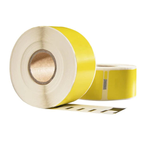 Dymo 11355 / S0722550 Geel compatible labels, 19 mm x 51 mm, 500 etiketten per rol, wit, permanent