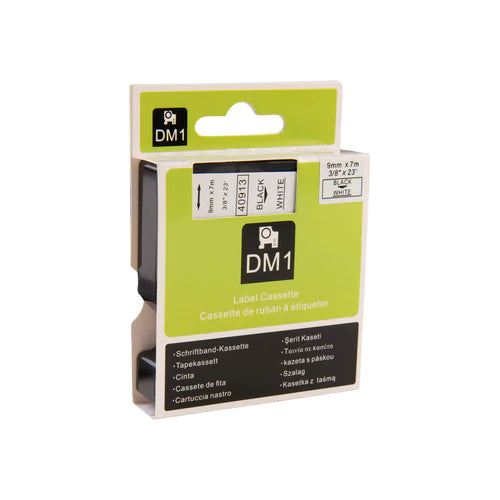 Dymo D1 Compatible 40921 (S0720750) tape wit op zwart 9 mm x 7 m