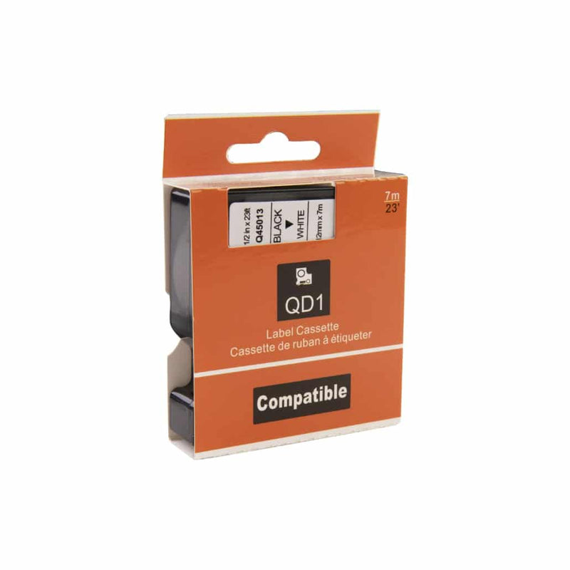 Dymo D1 Compatible 45010 (S0720500) tape zwart op transparant 12 mm x 7 m