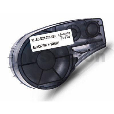 Brady M21-375-499 tape vinyl zwart op wit 9,53 mm x 4,88 m (compatible)