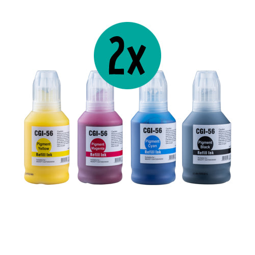 2 x Canon GI-56 compatible CMYK Voordeelbundel 