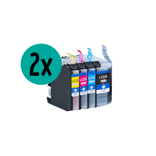 2 x Brother LC-22E CMYK compatible inktcartridge voordeelbundel