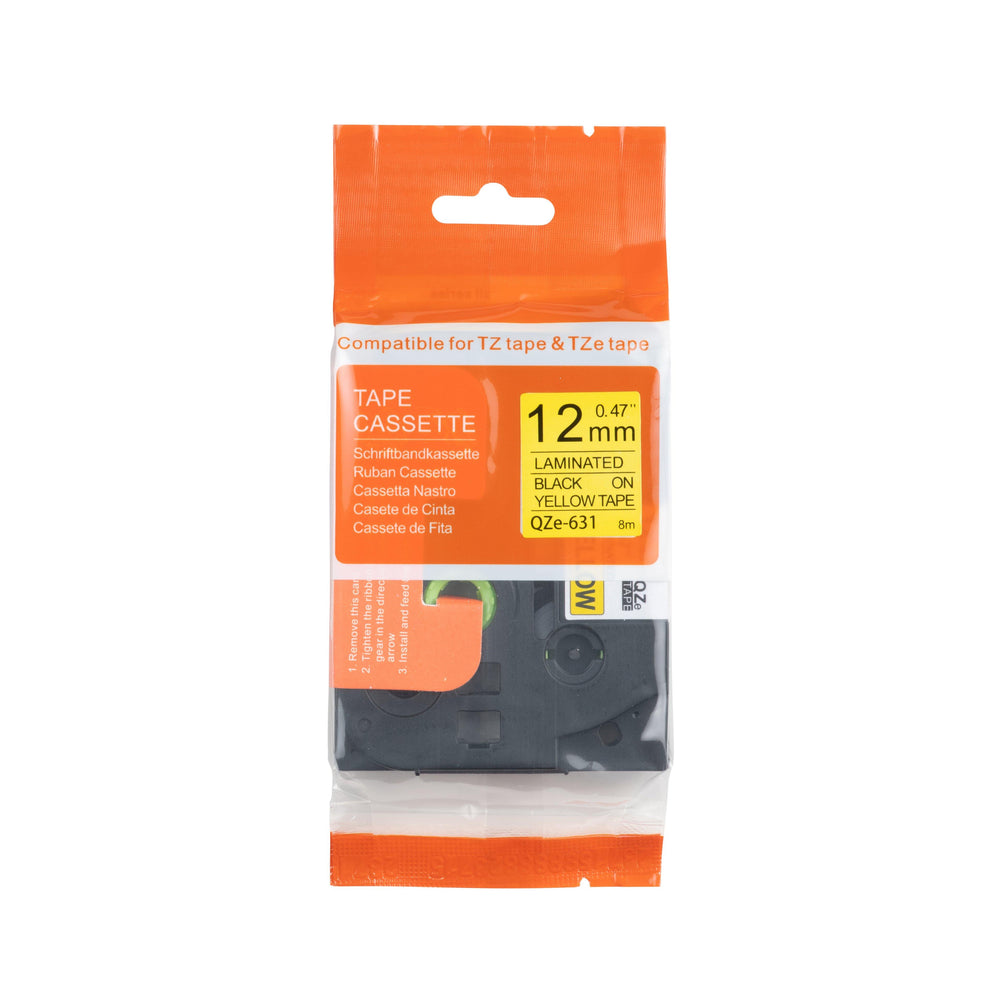 Brother compatible TZe-631 tape zwart op geel 12 mm x 8 m
