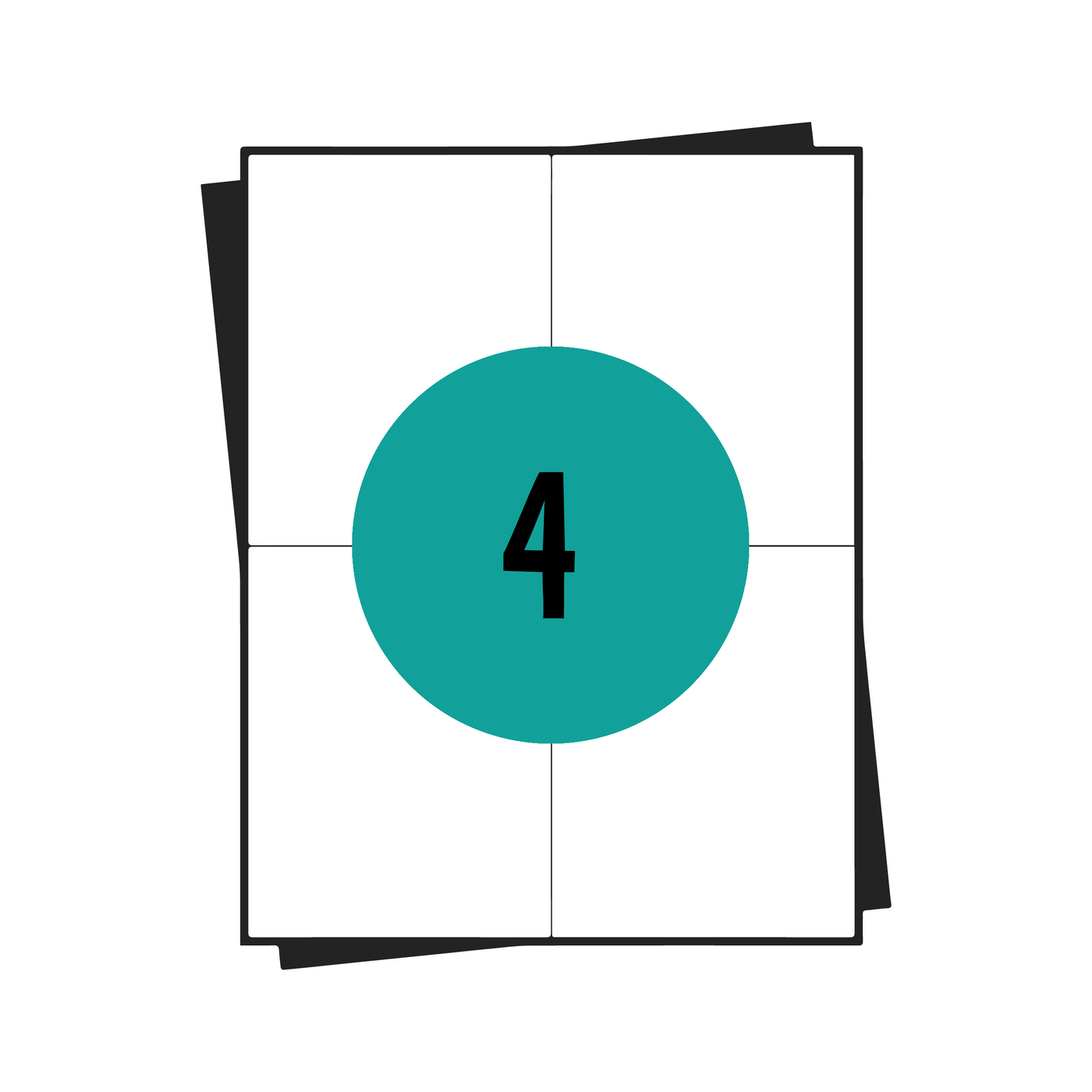 A4 stickervellen, 4 per vel, 105 x 148 mm, wit, permanent - 100 vellen