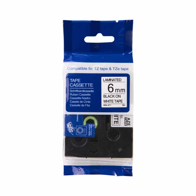 Brother Compatible TZe-111 tape zwart op transparant 6 mm x 8 m